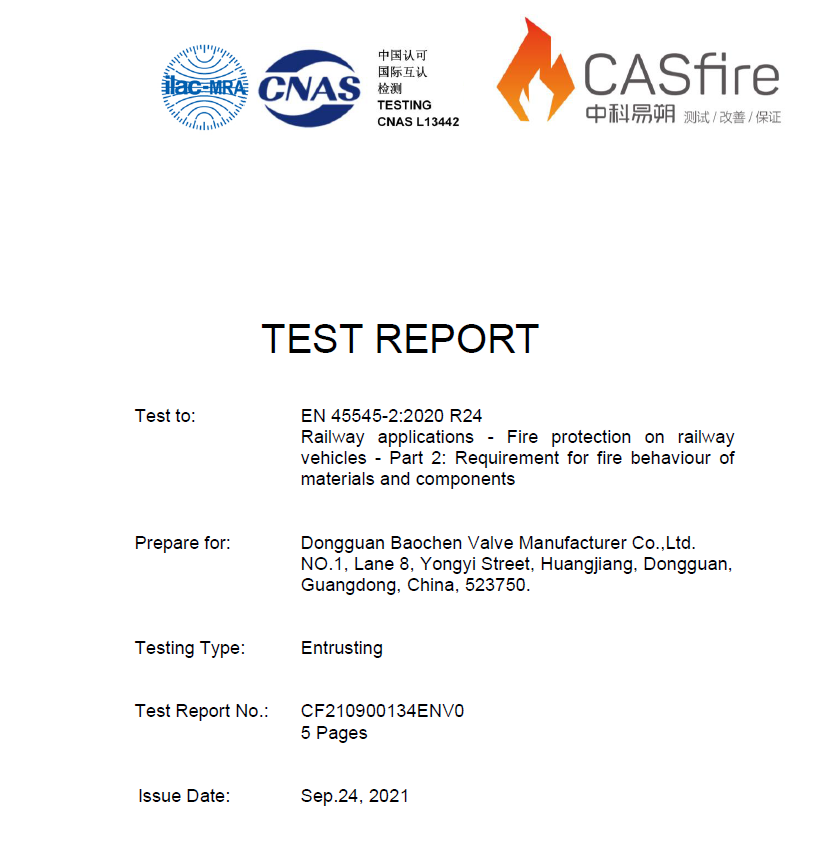 Certificado europeo de protección contra incendios EN45545 HL3